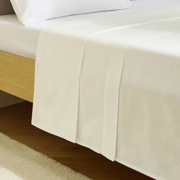 Habitat Cool Cotton Lyocell White Flat Sheet - Double 0