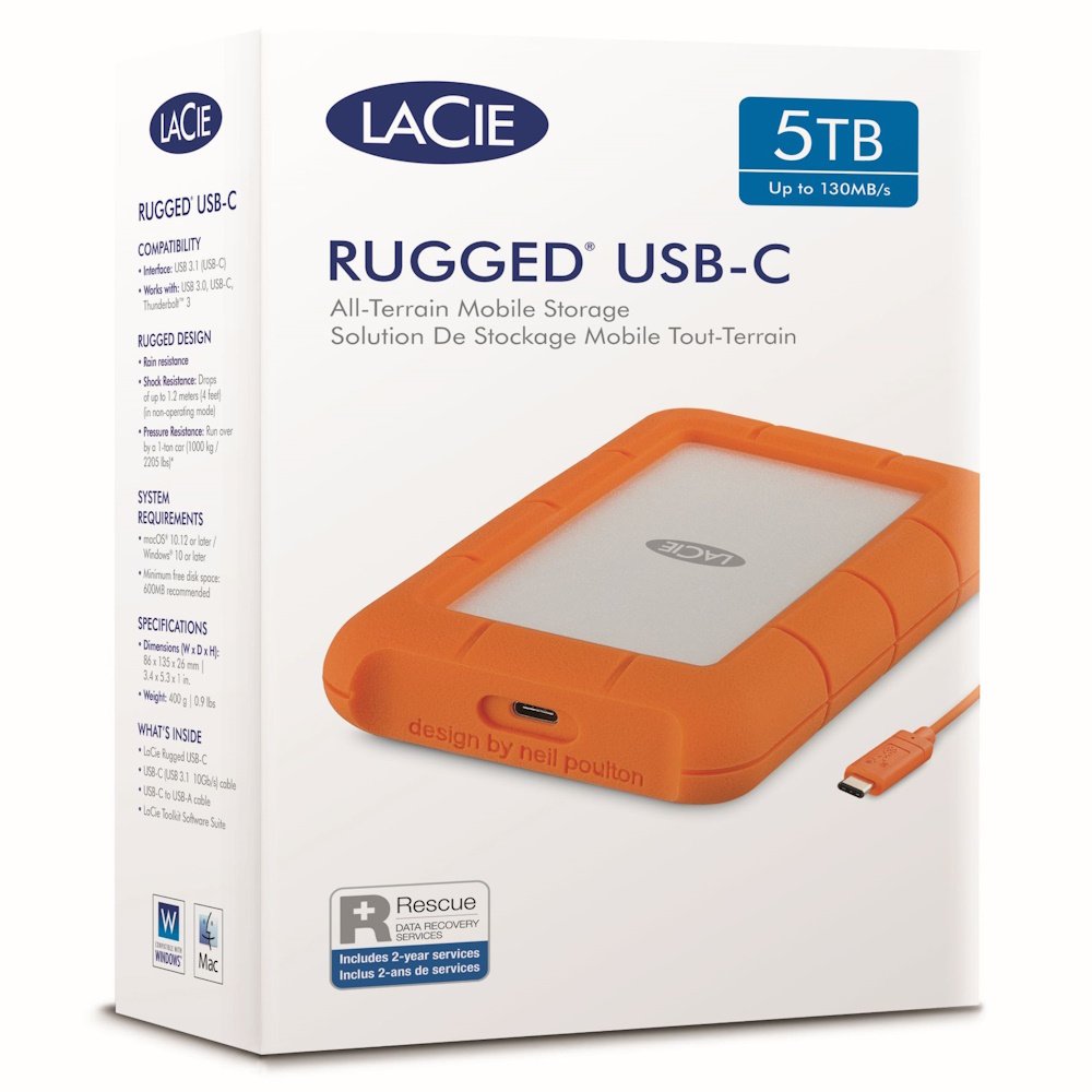 Buy LaCie 1TB Rugged USB-C External Portable Hard Drive | External