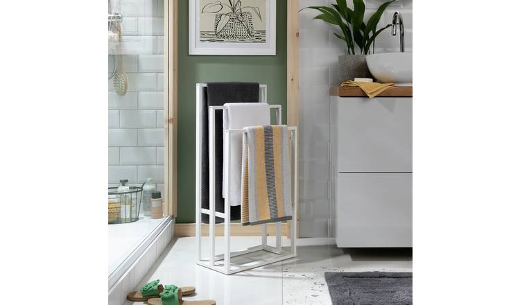 Habitat Freestanding Bamboo Towel Rail - White
