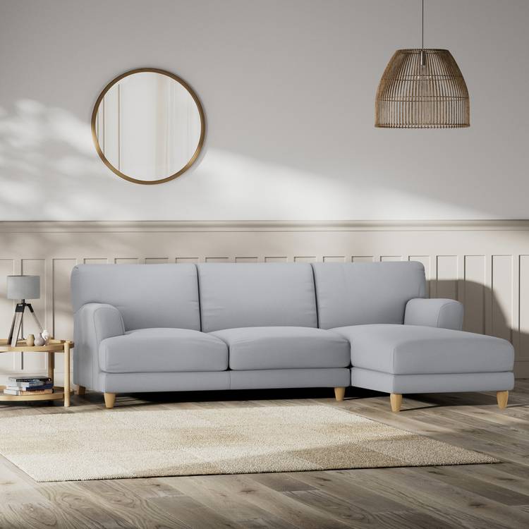 Habitat Askem Fabric Right Hand Corner Sofa - Grey - Ash Leg 0