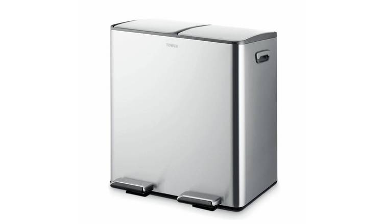 Tower 40L Twin Compartment Recycling Pedal Bin - Steel