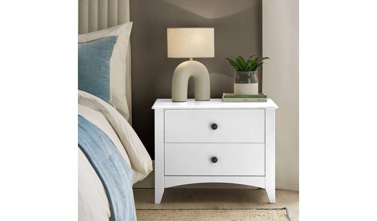 Habitat Minato 2 Drawer Wide Bedside Table - White