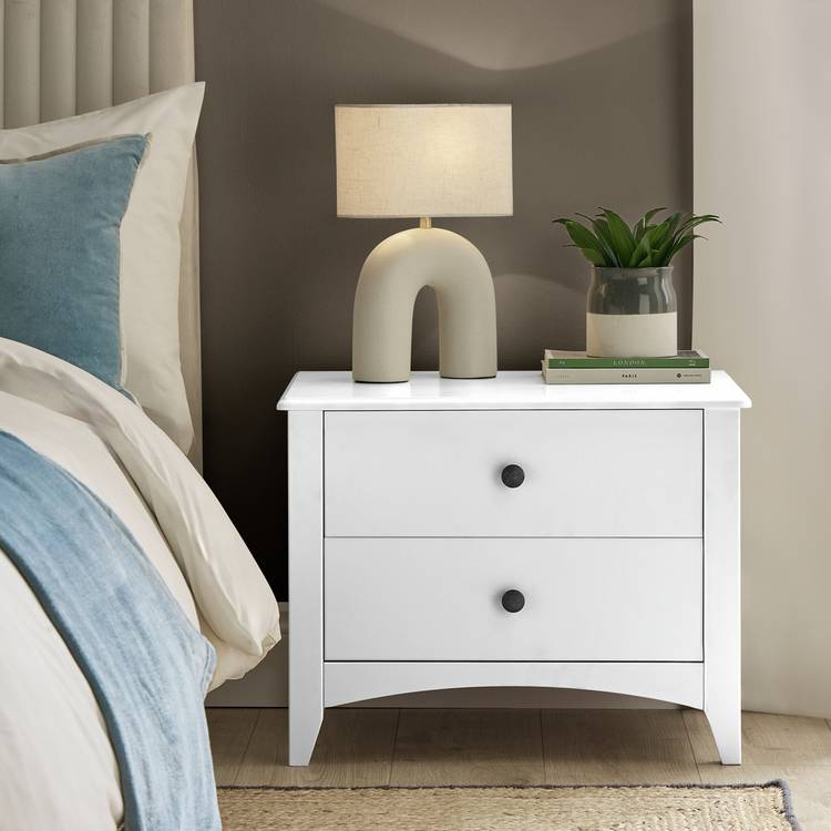 Habitat Minato 2 Drawer Wide Bedside Table - White 0