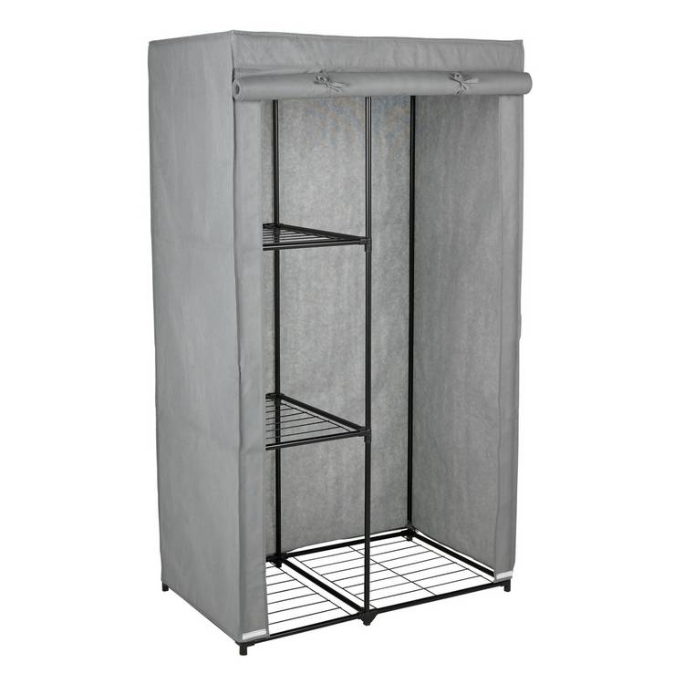 Argos Home Covered Single Wardrobe with Storage - Grey 0
