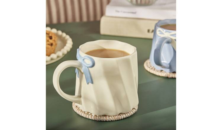 Argos Home Scalloped Blue Bow Cream Mug