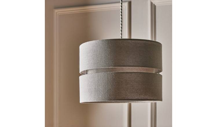 Argos Home Grey Fabric 2 Tier Easy Fit Lampshade - 30cm