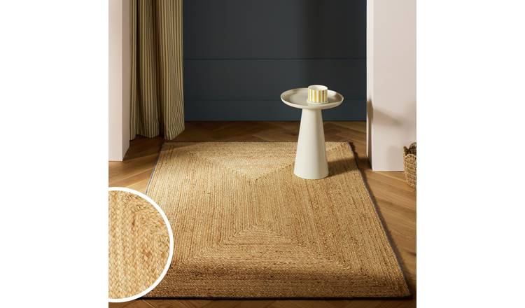 Habitat Braided Grey Border Jute Flatweave Rug - 160x230cm