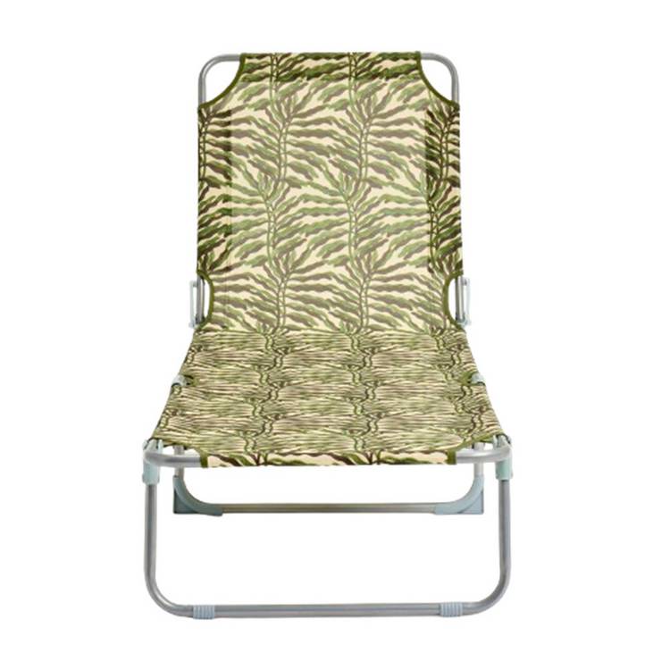 Habitat Leaf Print Folding Metal Sun Lounger - Green 0