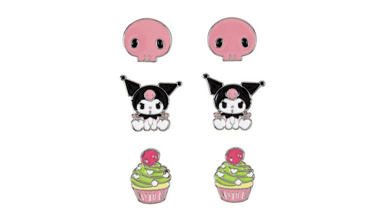 Hello Kitty Kuromi Kawaii Stud Earrings - Pack of 3