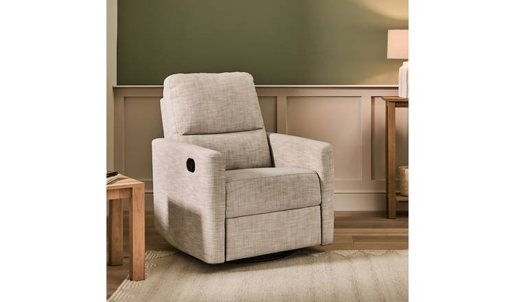 Argos Home Leon Fabric Swivel Recliner Chair - Beige