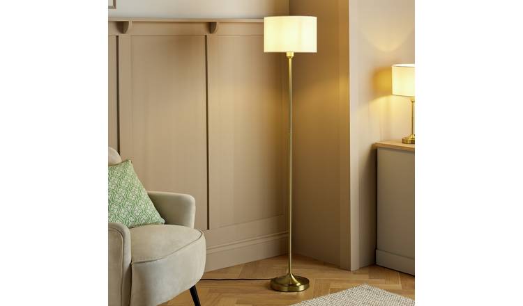 Argos Home Carla Stick Floor Lamp - White & Brass