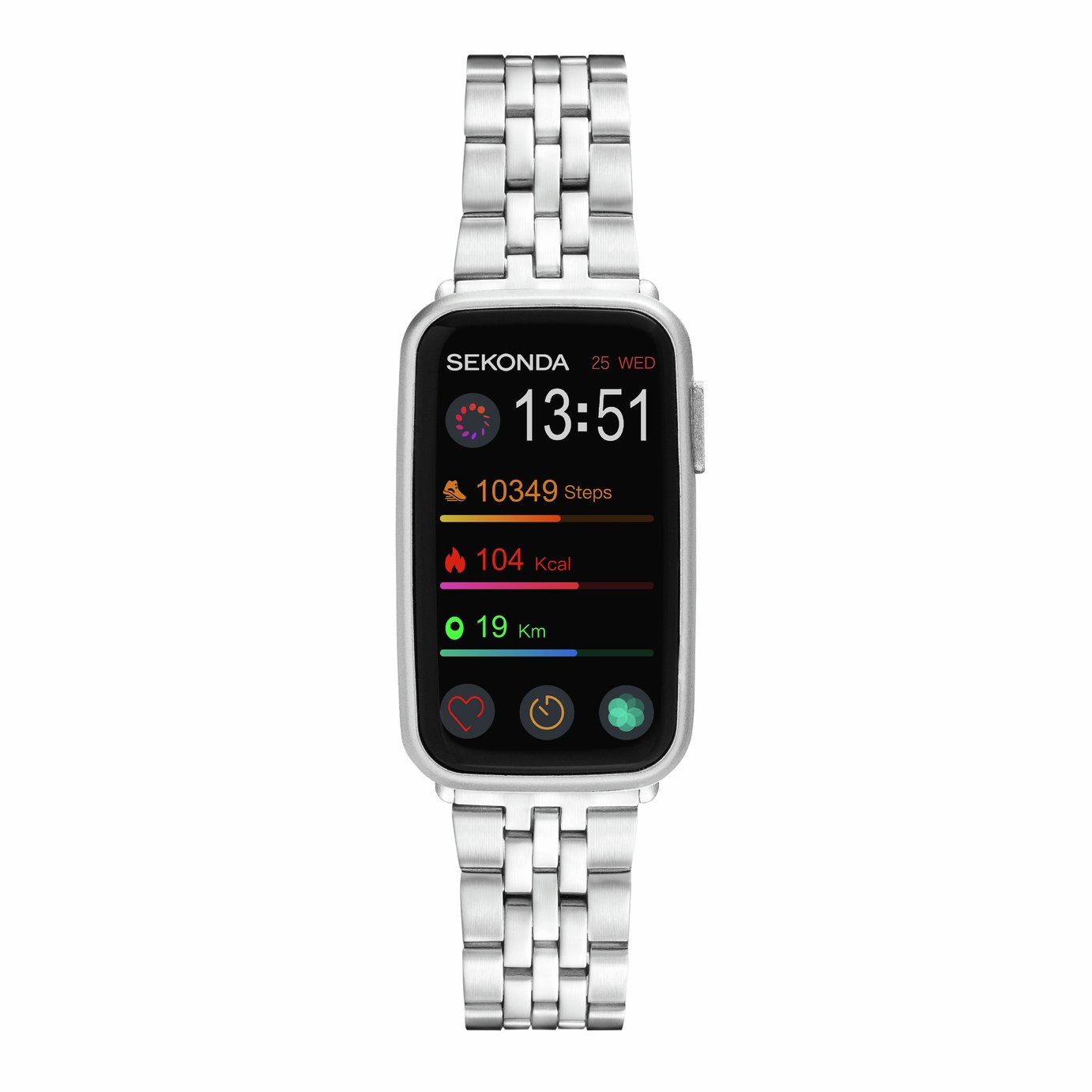 Sekonda Ladies Silver Bracelet Fitness Tracker Smart Watch