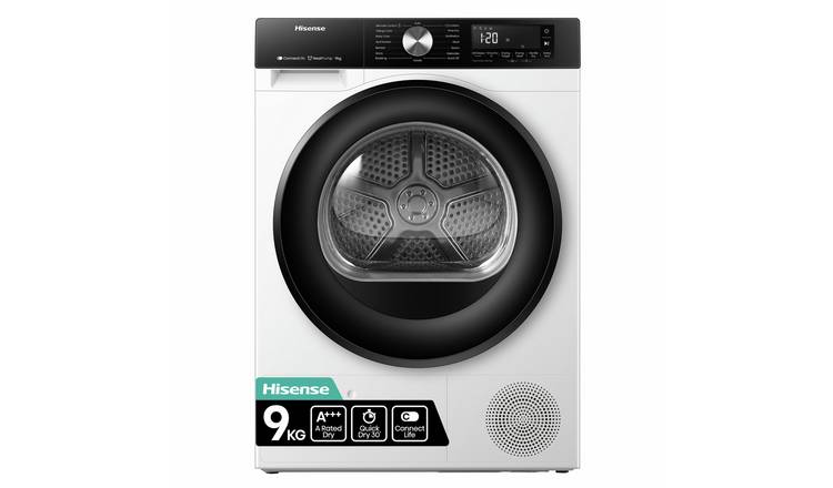 Hisense DH3S902BW3 9KG Heat Pump Tumble Dryer - White