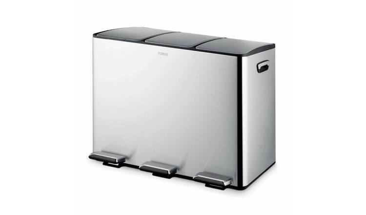 Tower 45L Three Compartment Recycling Pedal Bin - Steel
