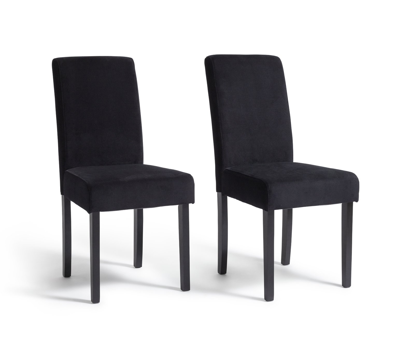 Argos Home Pair of Midback Velvet Dining Chairs - Black