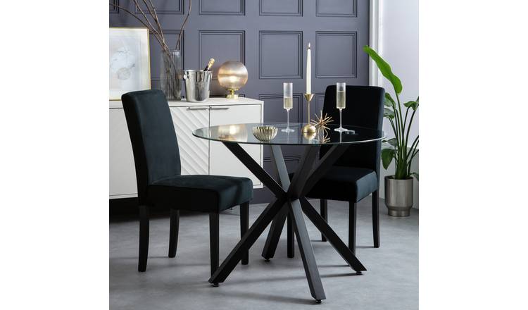 Buy Argos Home Pair of Midback Velvet Dining Chairs Black