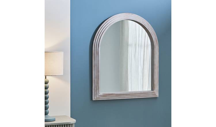 Habitat Brown Wooden Arch Wall Mirror - 90x77cm
