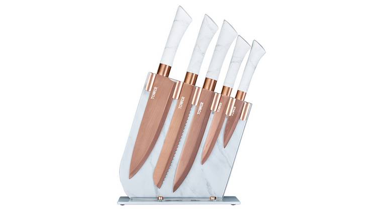 Tower Marble 5 Piece Knife Set - Rose Gold