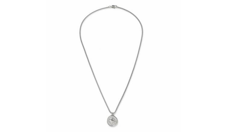 Uncommon Souls Silver Tone Compass Pendant Necklace