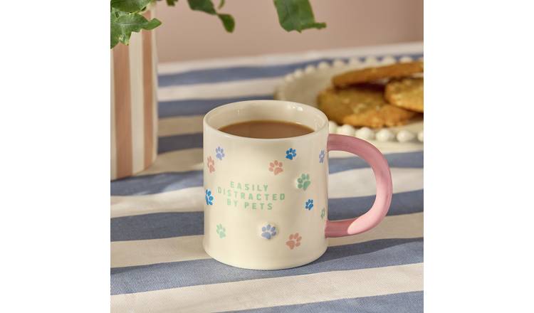 Argos Home Easily Distracted By Pets Beige Mug