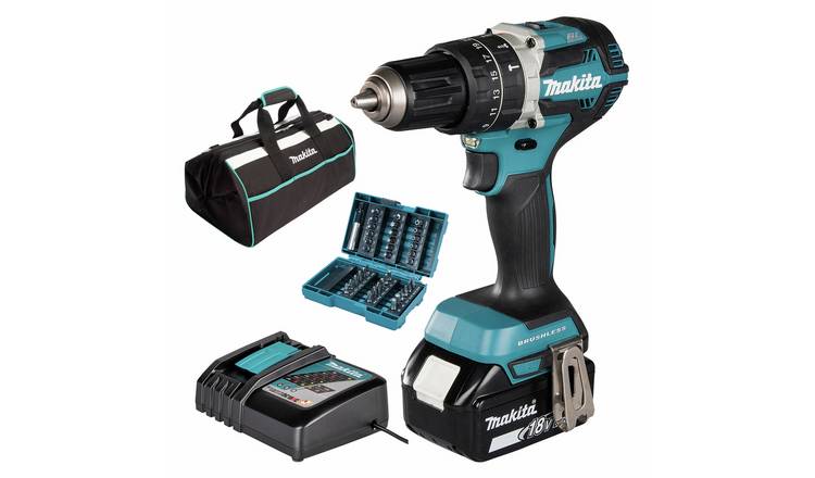 Makita Combi Drill Kit & Accessory Set - 18V