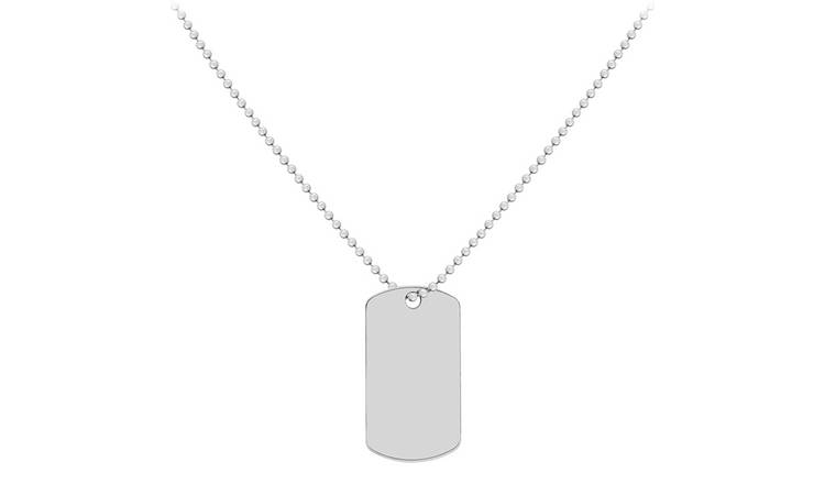 Mens silver deals dog tag chain