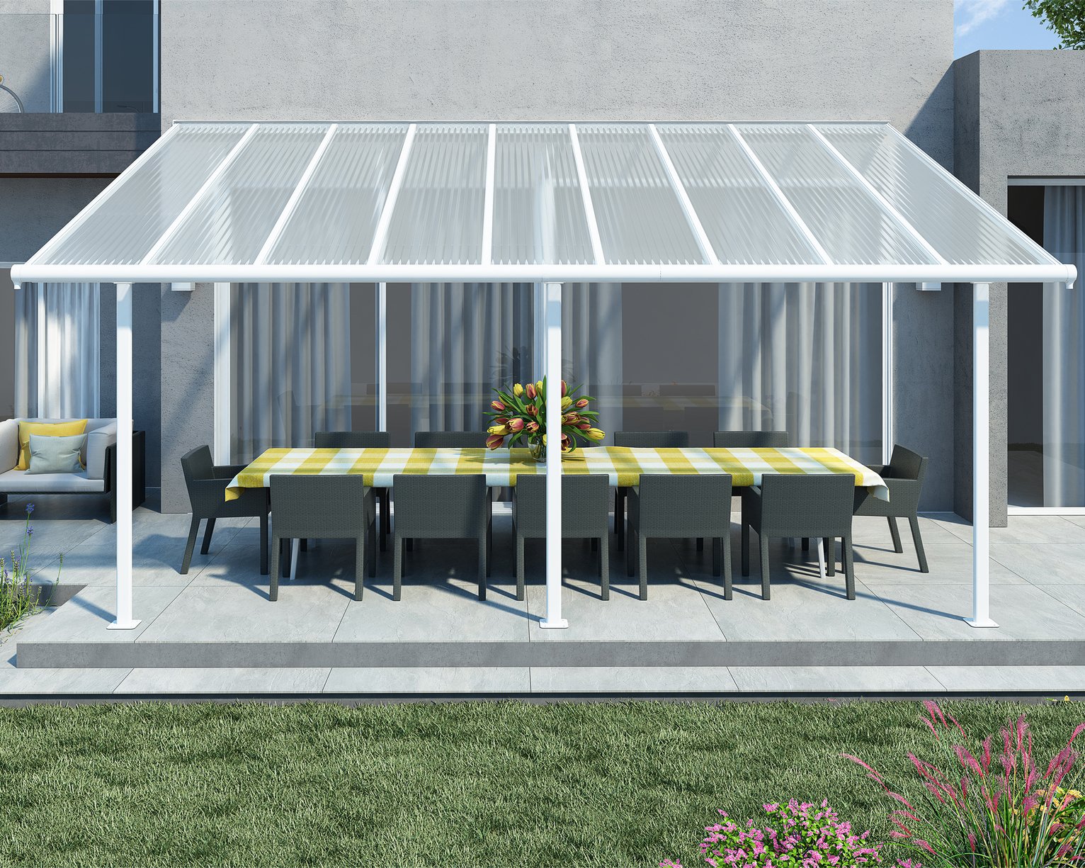 Palram - Canopia Sierra 3 x 5.46m  Patio Cover - White Clear