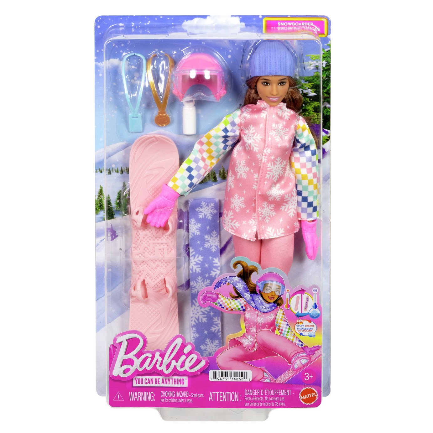 Buy Barbie Careers Snowboarder Doll in Pink Jacket -32cm | Dolls