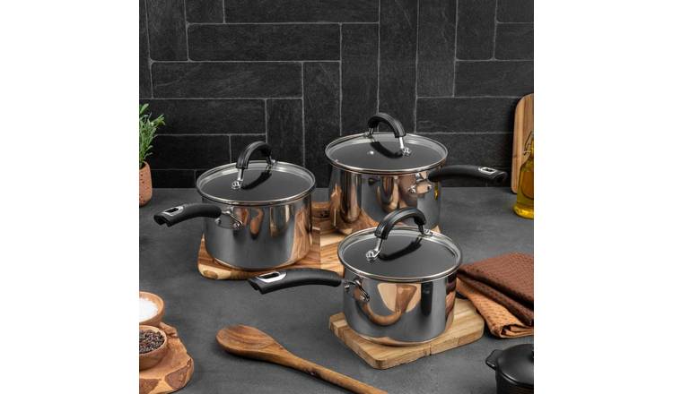 Circulon Total 3 Piece Stainless Steel Pan Set - Silver