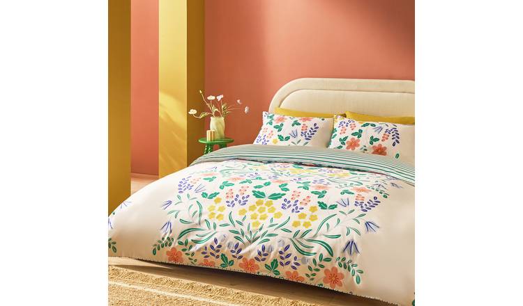 Habitat Placement Floral White Bedding Set - Single