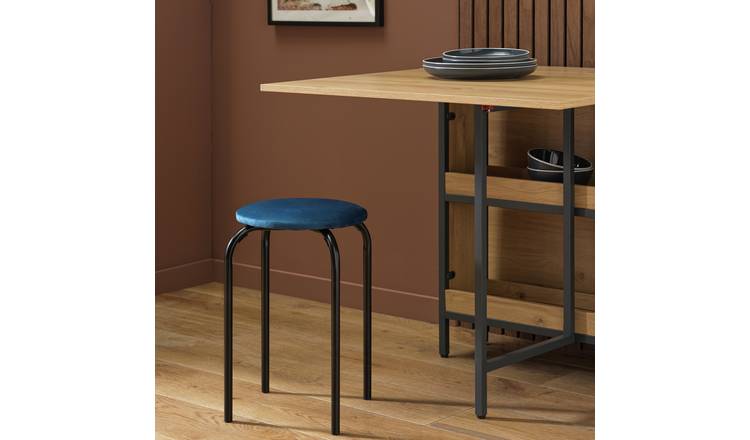 Argos Home Nyla Velvet Stacking Stool - Blue