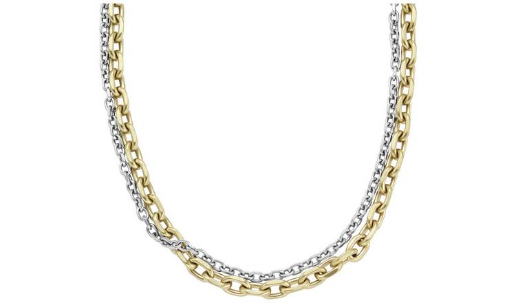 Armani Exchange Gold Stainless Steel Double Chain Necklace