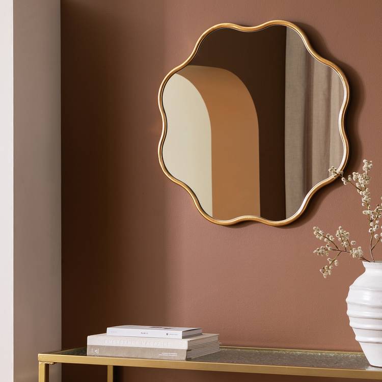 Habitat Gold Wavy Round Wall Mirror - 60x60cm 0