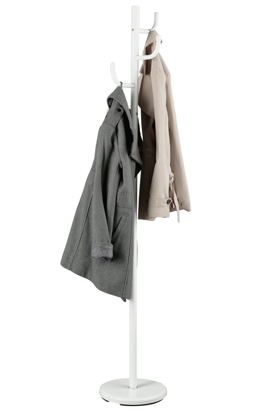 white metal coat stand
