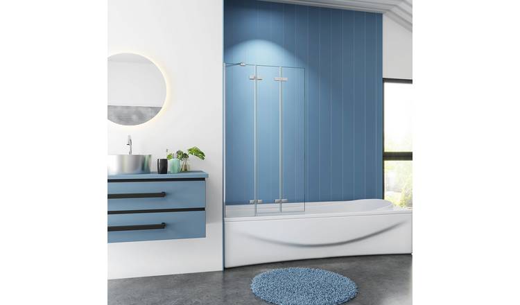 MLH 1400X1000mm Three Panel Folding Bathscreen - Silver
