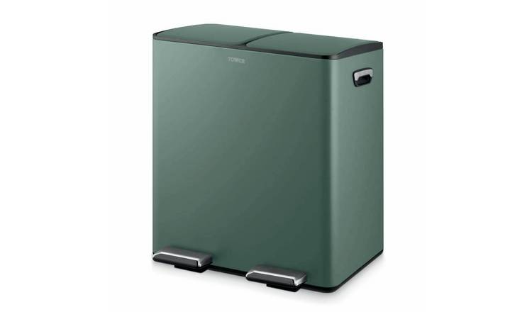 Tower 40L Twin Compartment Recycling Pedal Bin - Green