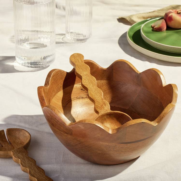 Habitat Wooden Scalloped Salad Bowl 0