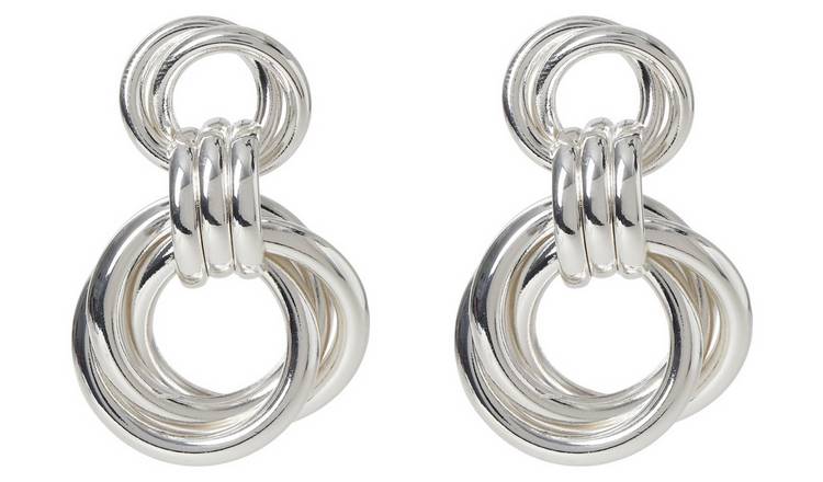 Liars & Lovers Silver Interlocking Rings Drop Earrings