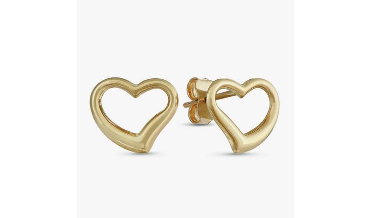 Revere 9ct Yellow Gold Heart Stud Earrings