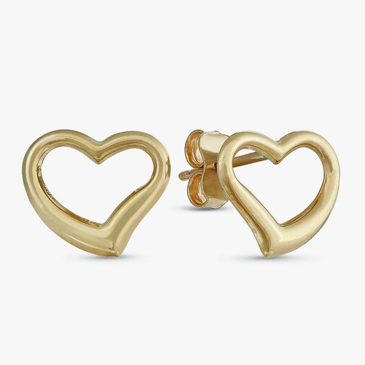 Revere 9ct Yellow Gold Heart Stud Earrings 0