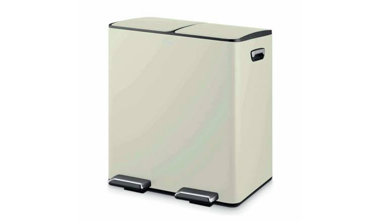 Tower 40L Twin Compartment Recycling Pedal Bin - Cream