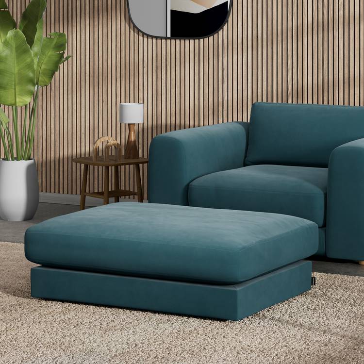 Habitat Ayr Fabric Footstool - Teal 0