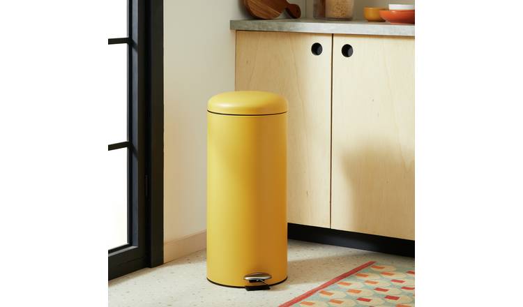Habitat 30 Litre Domed Pedal Bin - Mustard