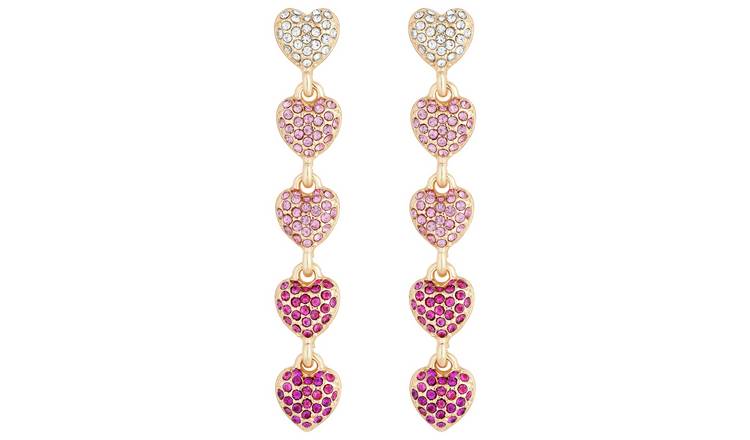 Lipsy Rose Gold Plated Micro Pave Tonal Pink Drop Earrings 