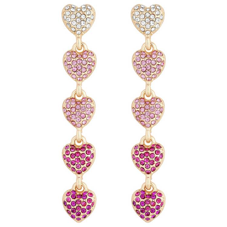 Lipsy Rose Gold Plated Micro Pave Tonal Pink Drop Earrings  0