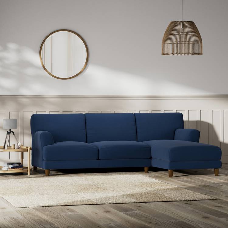 Habitat Askem Fabric Right Hand Corner Sofa - Navy -Dark Leg 0