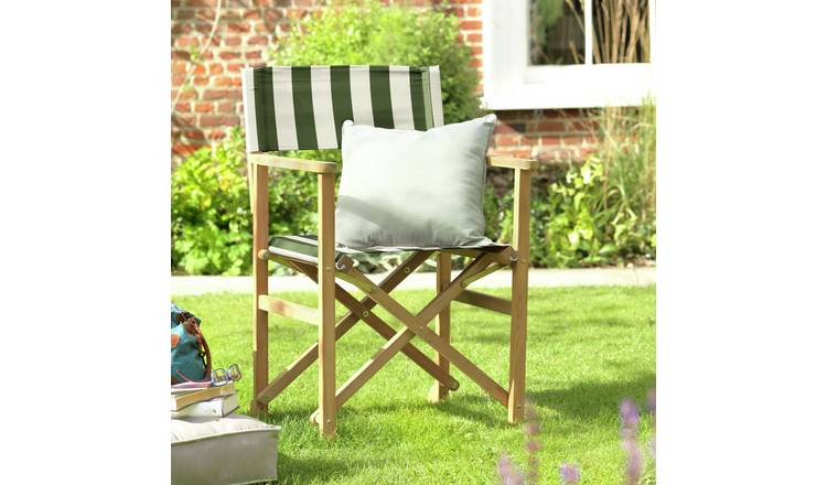 Habitat Folding Wooden Garden Director Chair - Green & White