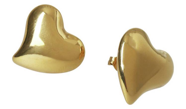 Liars & Lovers Stainless Steel Gold Tone Heart Stud Earrings