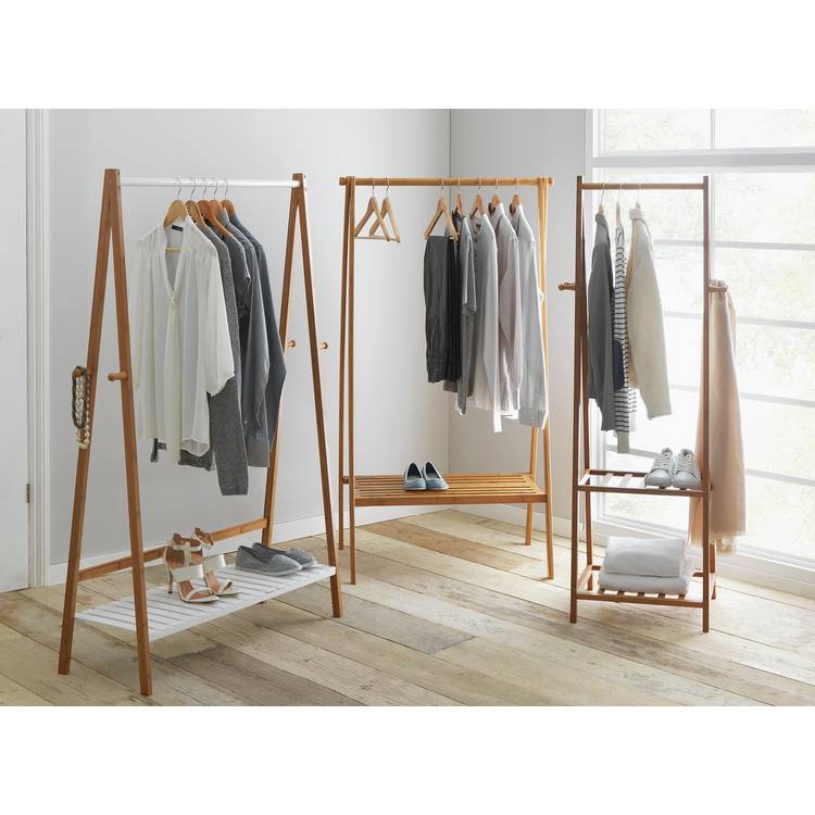 Argos Home Belvoir Clothes Rail with Shelf - Bamboo & White 0