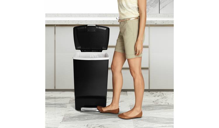 Simplehuman 45 Litre Plastic Rectangular Pedal Bin - Black